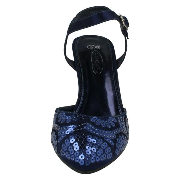 Spot On Ladies Spot On Mid Heel Sequined Evening Sandals