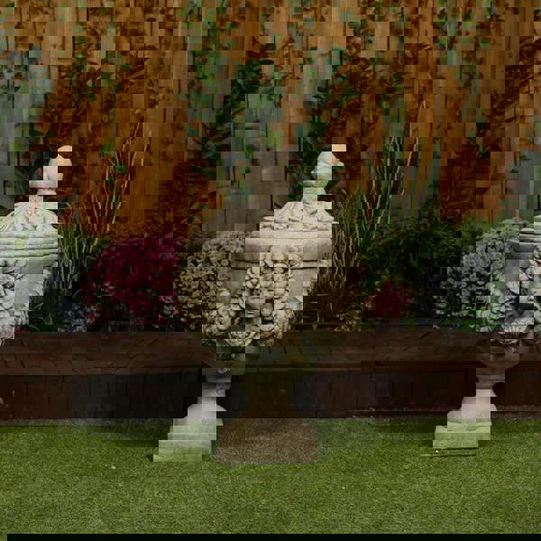 Grand & Ornate Stone Cast Cherub Planter (Lid not Included) 