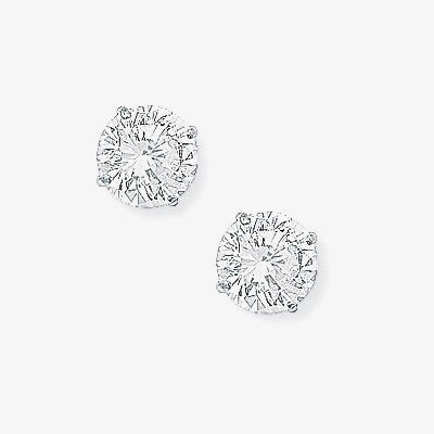 T. H. Baker 9ct White Gold 6mm Round Cubic Zirconia Stud Earrings SE406