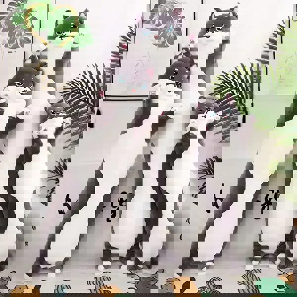 Anyhouz Anypillow Side Sleeping Body Pillow Gray Lovely Husky Bed Sofa Long Pillow for Children and Adult 50CM