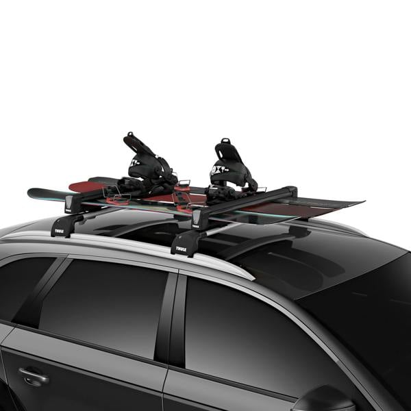 Thule SnowPack L Black Roof Mounted Ski and Snowboard Carrier Holds 6 Skis or 4 Snowboards