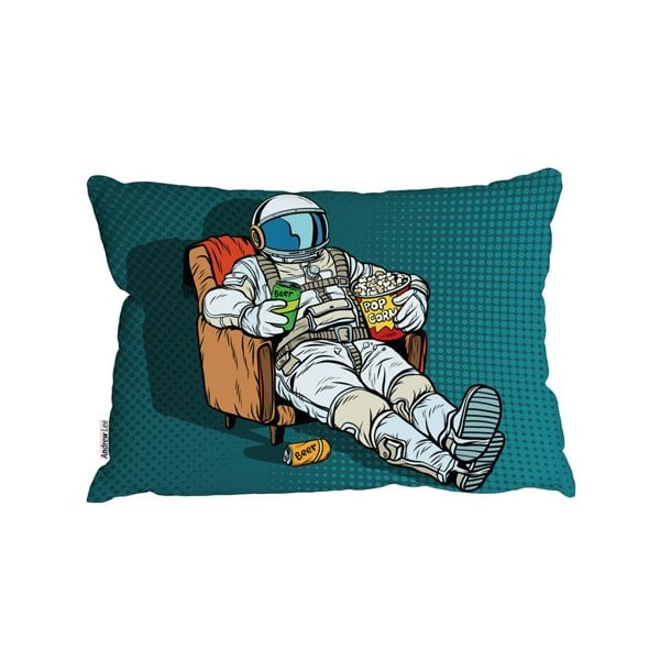 Benjamin Tate Design Astronaut The Audience With Beer And Popcorn Sitting In A Chair. Loneliness In Space. Pop Art Retro (Outdoor Cushion)