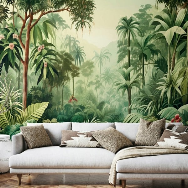 Origin Murals Jungle Trees - Forest Green