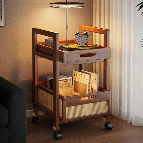 Havendro Multi-functional Wooden Storage Cart with Wheels for Snacks and Essentials