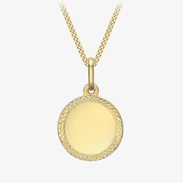 T. H. Baker 9ct Yellow Gold Textured Edge Disc Pendant 1.68.5471