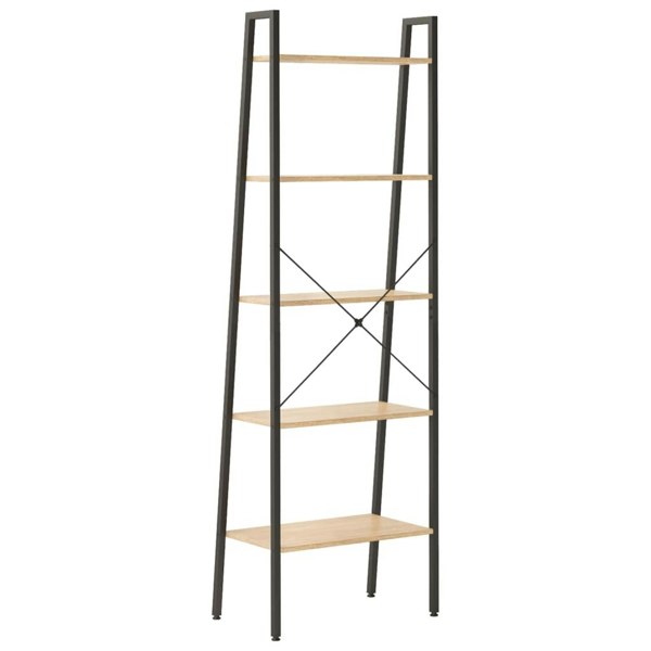 Berkfield 5-Tier Standing Shelf Light Brown and Black 56x35x174 cm