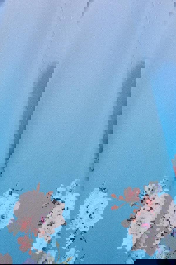 Floral Printed Scuba Foam Skater Dress - Blue DR4269