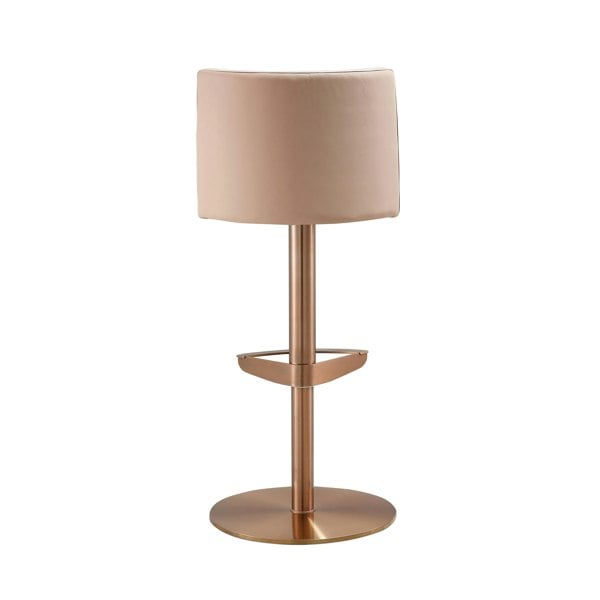 Furniture Edit Loosha Cafe Au Lait Performance Vegan Leather and Rose Gold Adjustable Bar Stool