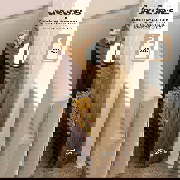 Levede Slim Side Table 2 Tier with Magazine Storage Narrow End Table 55x20x60cm