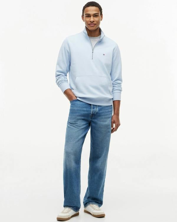 Tommy Hilfiger Essential Terry 1/4 Zip Mens Sweatshirt - Breezy Blue