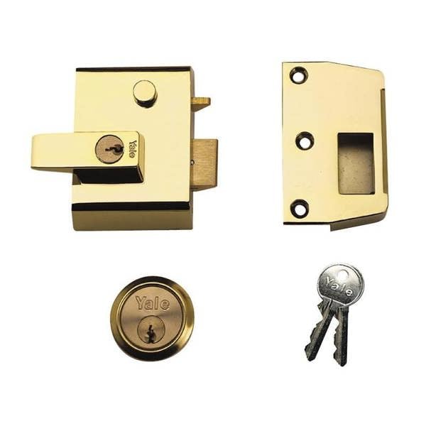 Yale Locks P2 Double Security Nightlatch - Brasslux, Chrome or Dark Metal Grey (DMG) - 