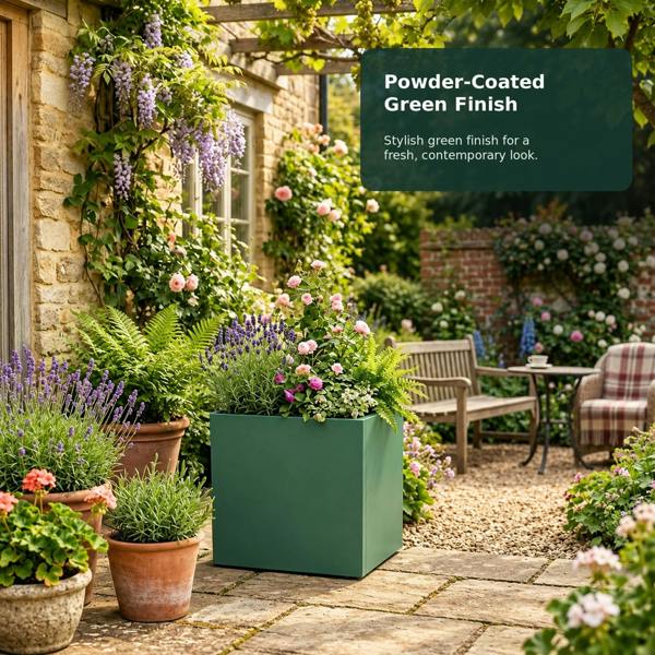 Nicoman Galvanised Steel Cube Metal Planter 50x50x50cm