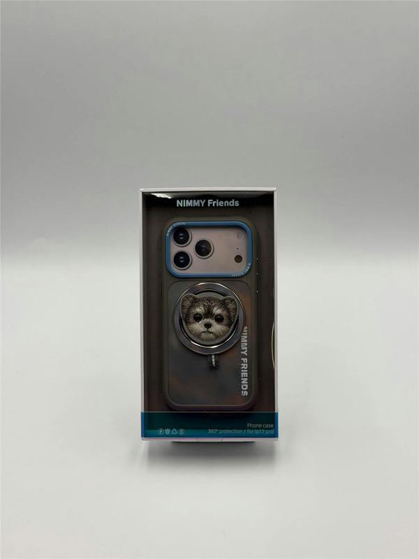 Nimmy Friends Nimmy Big Eye Cute Pet Yorkie Dog Face Case with Detachable MagSafe Grip for iPhone 17 Pro 6.3" Grey Blue - N-XDY-CXZJZH-IP17-PRO-027