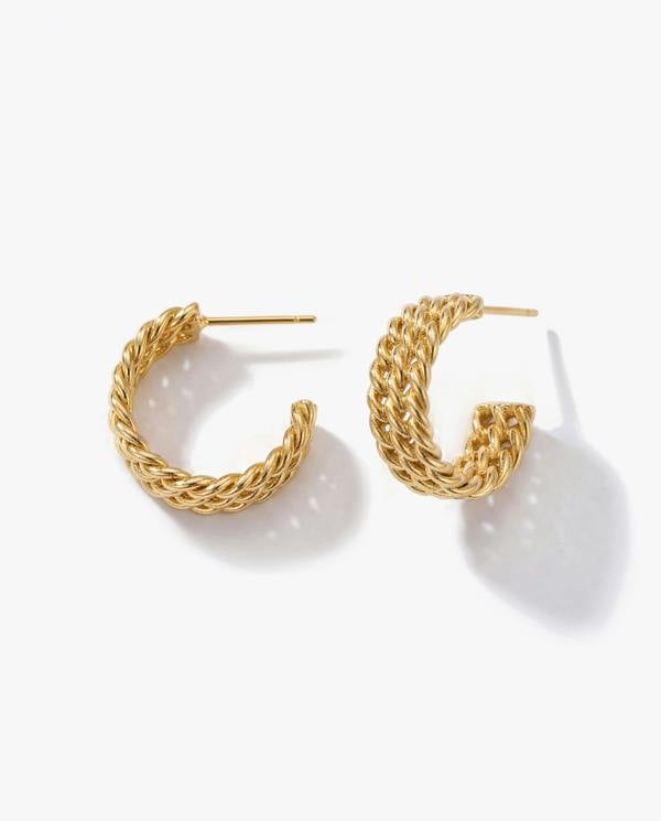 Elk & Bloom Triple Twisted C 14k Gold Huggie Hoops