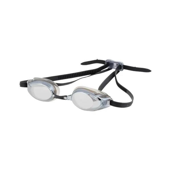 Aquafeel Glide Mirrored swim goggles with silver black frame, clear lenses, patented quick fit
