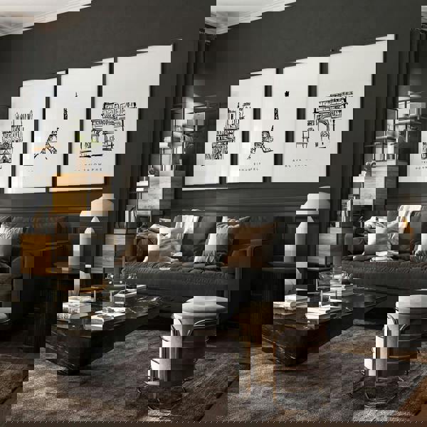 Wall Art Framed For Living Room | Set of 3 Paris Landmarks Wall art Prints