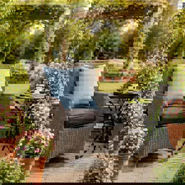 Scatter Cushions WATERPROOF (18"x18") - Garden Outdoor Sofa Cushions Pillows UK Made Herringbone Blue The Garden Furniture Shop