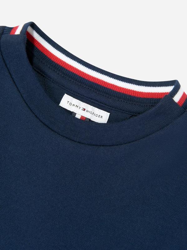 Tommy Hilfiger Boys Tape Detail Pique T-Shirt in Navy