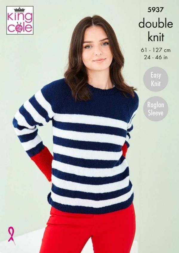 King Cole Pricewise DK Knitting Pattern 5937, Sweaters, Cardigans for Kids, Teenagers, Women, 24 - 46 Inches - Easy
