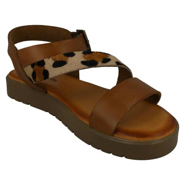 Leather Collection Ladies Leather Collection Flatform Sandals F00204