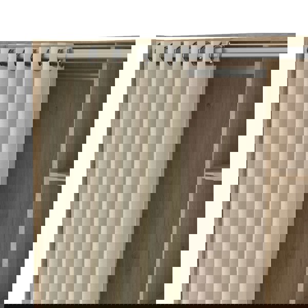 Furniture To Go Uppsala Open Mobile Wardrobe Unit in Jackson Hickory Oak with a Beige Textile Curtain