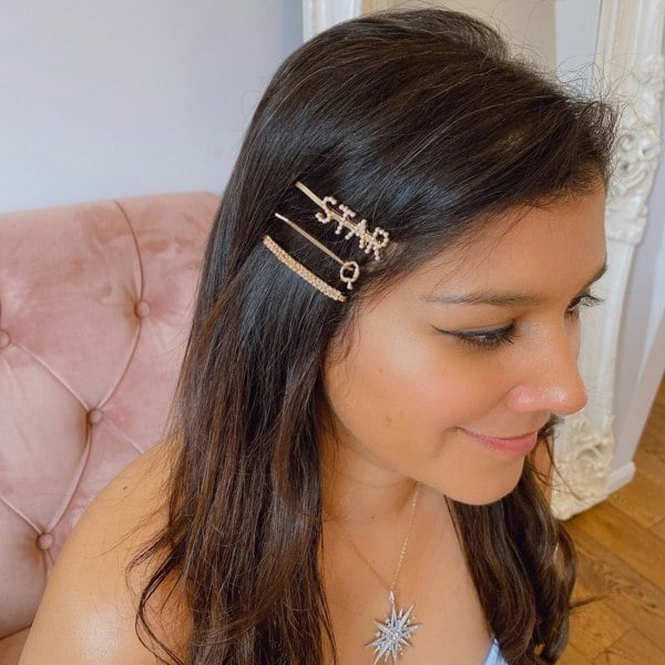 personalised hair clips gift set 3 initial for bridesmaid