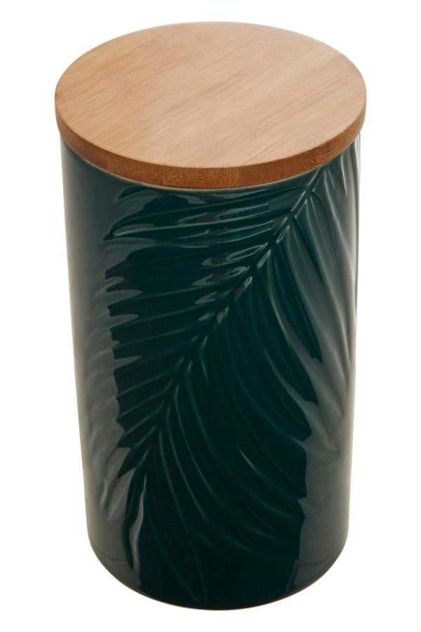 Maison by Premier Bali Dark Green Large Storage Jar With Bamboo Lid