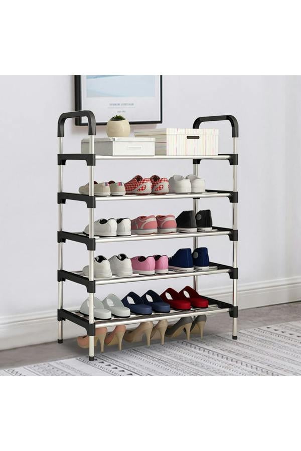 Living and Home 5 Tiers Shoe Rack Organizer Stainless Steel Stackable Space Saving Shoes Shelf