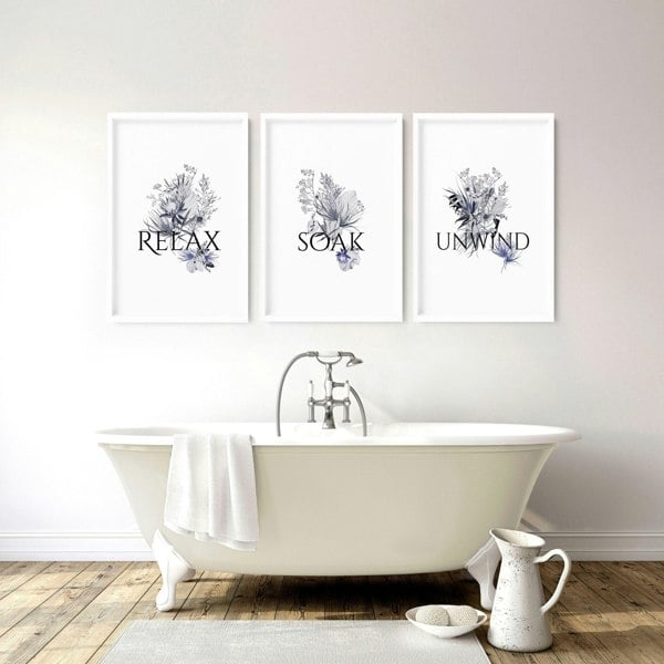 Country bathroom decor Set of 3 wall art