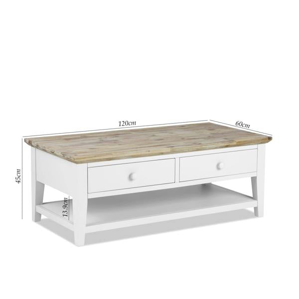 Statement Furniture Florence Wooden Coffee Table with Drawers and Shelf