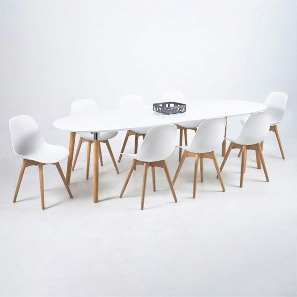 Furniture To Go Belina Oval Dining Table in White & Oak