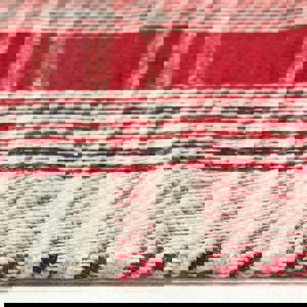 HOMESCAPES Walker Red Tartan Check Non-Slip 100% Wool Rug