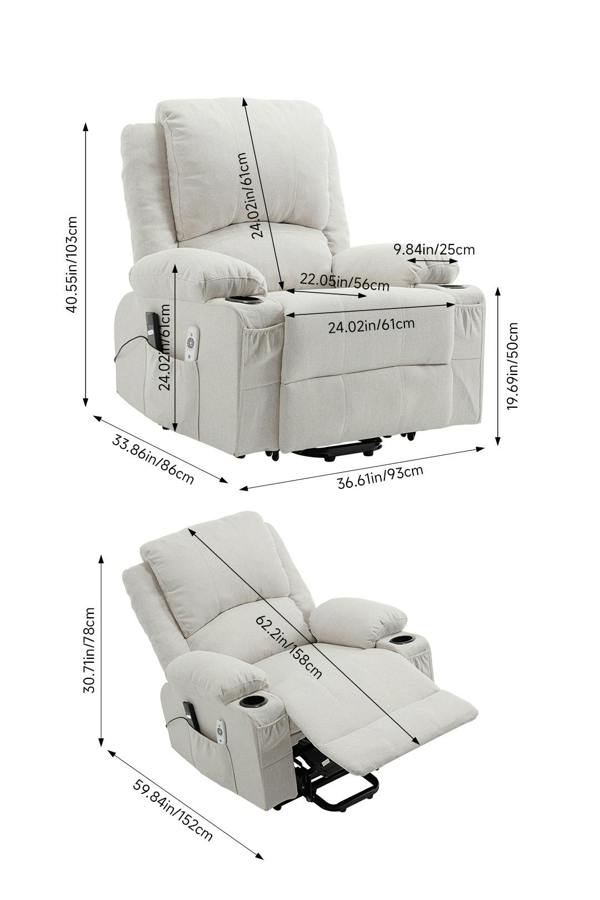 Living and Home Electric Single-Seat Recliner Chair with Heating & Massage Function