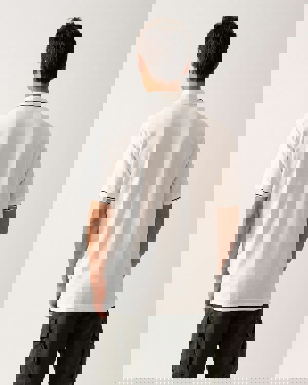 Armani Exchange Mens Regular Fit Mercerised Cotton Polo Shirt - Off White U0009