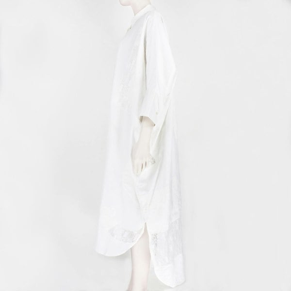 Joseph luxurious oversize shirt dress in white cotton Intricate lace panelling and applique detailing