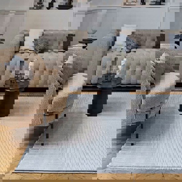 Geometric Living Room rug, grey colour, stain-resistant and non-shedding