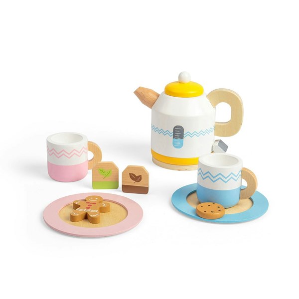 Bigjigs Toys Wooden Tea Set For Two Set - Includes A Kettle, Teacups And More