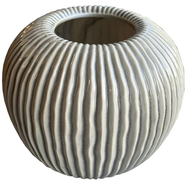 Hill Interiors Pallida Collection Striped Vase - Brown/White/Gold