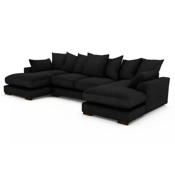 Snug Furniture Linea Plush Velvet U Shape Double Ended Sofa With Wide Footstool