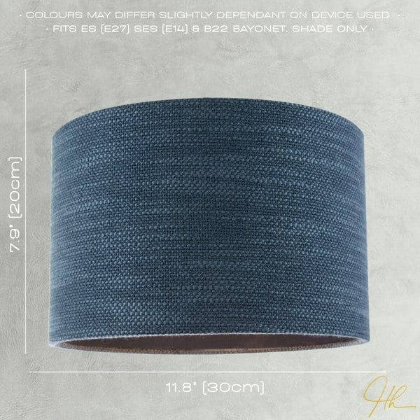 Designer Bobbled and Textured Linen Lamp Shade in Navy Midnight Blue Image 6