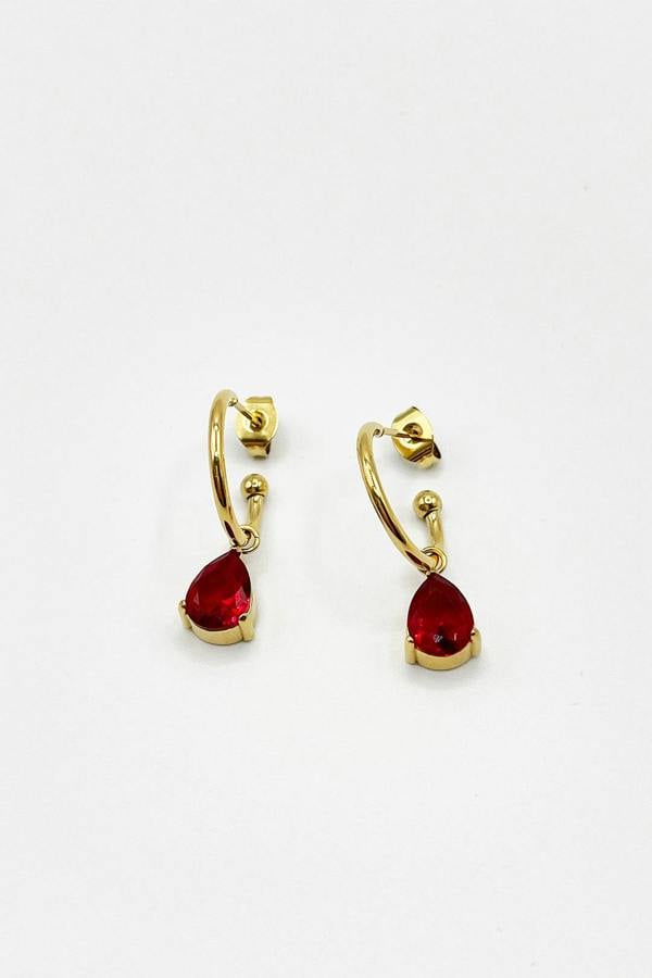 SVNX Rhinestone Teardrop Earrings in Red - Gift Boxed