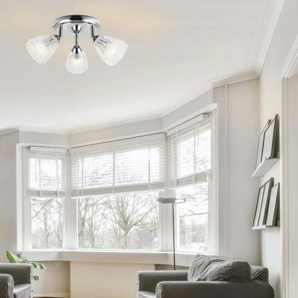 COSYLYTE Athella Bathroom 3 Light Ribbed Glass Spotlight