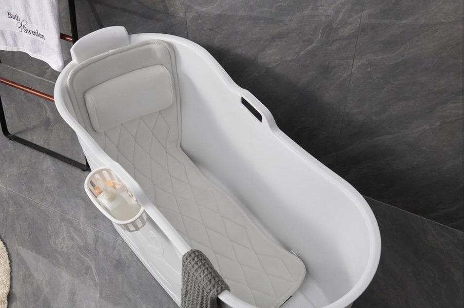 Fimous Bathtub Adults Freestanding Bath for Hot Bath and Ice Bath for Small Bathroom White