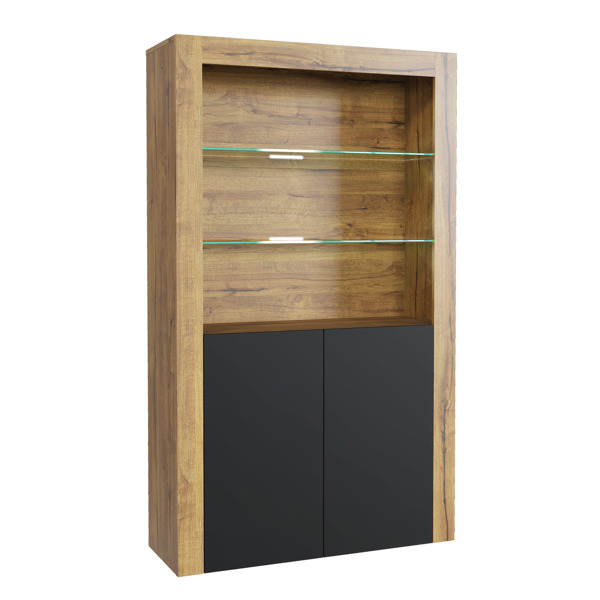 Mex Furniture Premium 170cm Cabinet Sideboard Matt Doors Cupboard & Display Unit & Free LED Lights