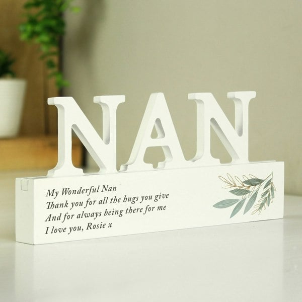Personalised Memento Company Personalised Botanical Wooden Nan Ornament