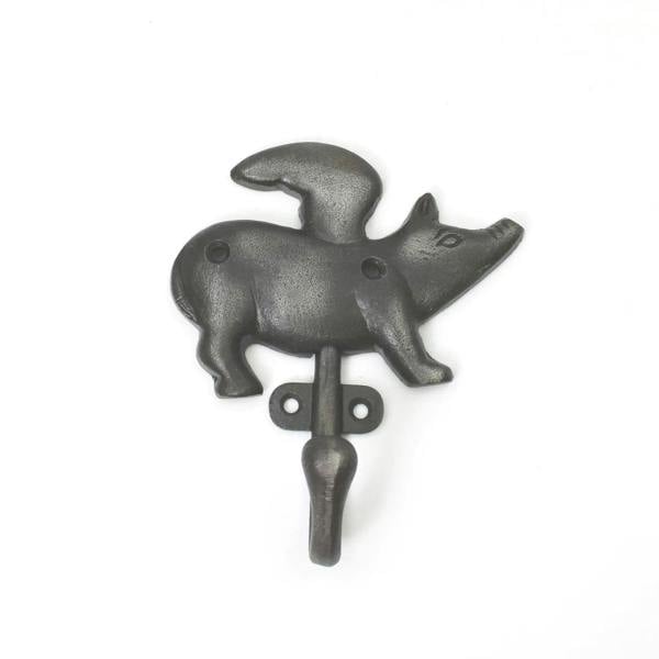 Antique Cast Iron Flying Pig Single Coat/Robe Hook - 125mm