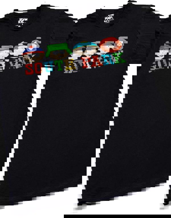 South Park Mens Black Character Logo Short Sleeved T-Shirt