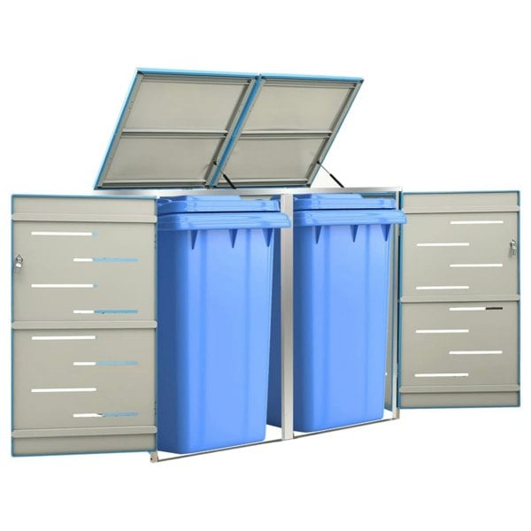 Berkfield Double Wheelie Bin Shed 138x77.5x115.5 cm Stainless Steel
