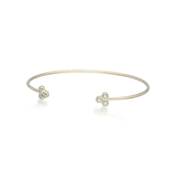 191B0047019 Diamond Trilogy Geometric Bangle in 9ct Yellow Gold 3