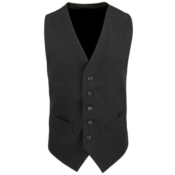 Premier Mens Lined Polyester Waistcoat / Catering / Bar Wear (Pack of 2) - Black